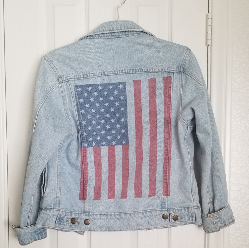 American Flag Blue Jean Jacket